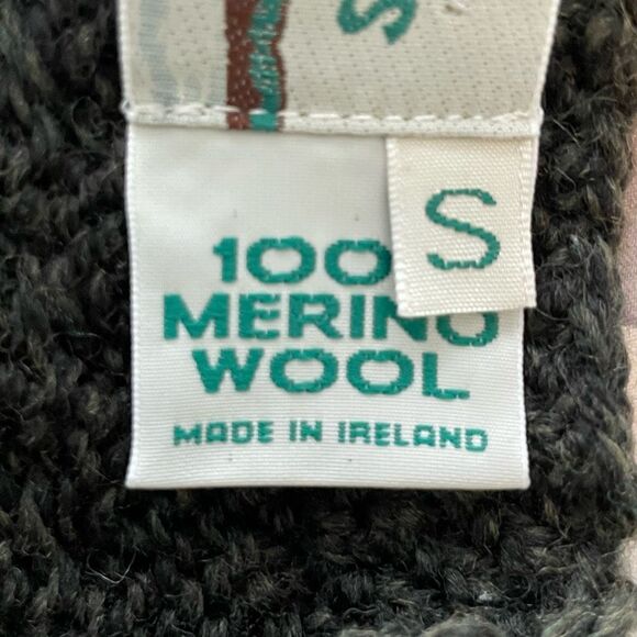 Aran Crafts Ireland Merino Wool Cable Knit Cardigan Sweater Hunter Green S - Picture 6 of 7